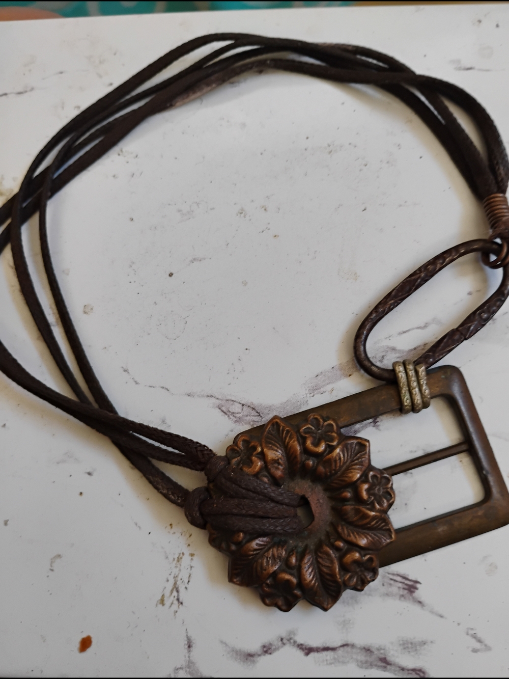 Women's Bohemian Floral Buckle Leather Choker Necklace